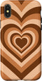 iPhone X/XS Love Heart Groovy Y2K Coffee Latte Brown Cute Pattern Phone Case...