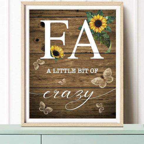 Family Sunflower Butterfly Wall Decor, Inspirational Family a Little Bit of Crazy Loud Love Rustic Wood Sign Wall Art for Living Room Set of 3(8"X...