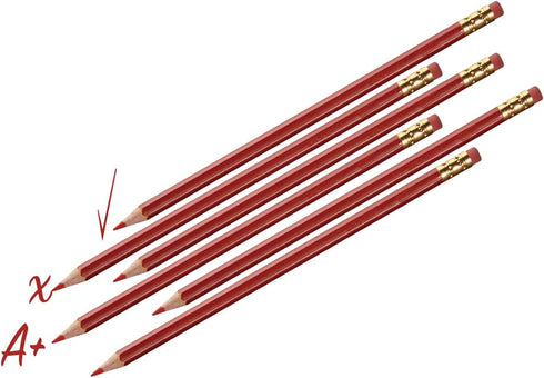 Manaloom Grading Checking Erasable Pencils, Pre-Sharpened #2 HB Red Pencils, With Eraser Tops - 12-Pack...
