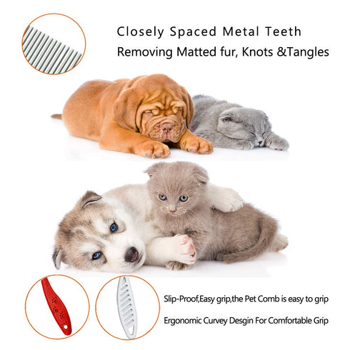 Pet Comb for Dogs & Cats,Small Dog & Cat Grooming Comb 2 Combs,Pet Stainless Steel Teeth Dogs Comb for Removing Matted Fur, Knots & Tangles,Sheddi...
