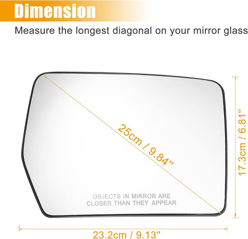 X AUTOHAUX Passenger Right Side Mirror Glass Car Rearview Mirror Glass Power Heated Exterior Mirror Replacement for Ford F-150 2004-2014 4L3Z-17K7...
