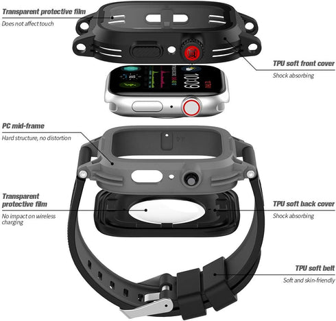 ShellBox Case Waterproof Apple Watch Case Series 6 / Series 5/4/SE 40mm, IP68 Certified Shockproof Impact Resistant Apple iWatch Full Body Protect...