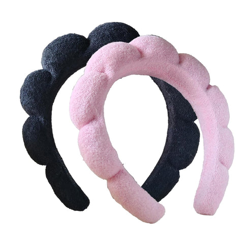 Facial Spa Headbands for Washing Face, Set of 2 Makeup Headbands, Terry Cloth Headbands - Puffy Skincare Headbands for Face Washing, Skin Treatmen...