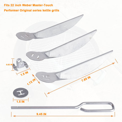 22-1/2-Inch One-Touch Cleaning System Kit, 7444 Replacement Parts-Grill Damper for Weber Grill, Also for Master-Touch Series, Performer Series, an...
