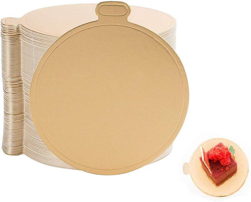 100-Pack Mini Cake Base Boards, Gold Mousse Cake Cardboard Set, Ideal for Dessert Buffet, Wedding, Parties, Catering Supplies (mixing set)...