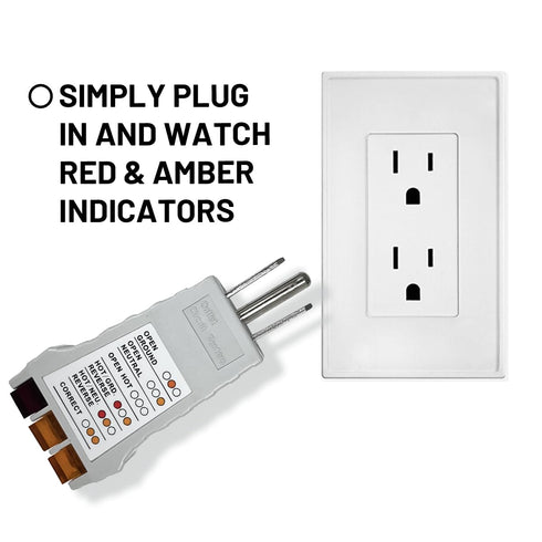 SK300 Outlet Circuit Testers, 3-Wire Receptacle for Use on 125VAC Circuits, Detect Common Improper Wiring Conditions, Grey...