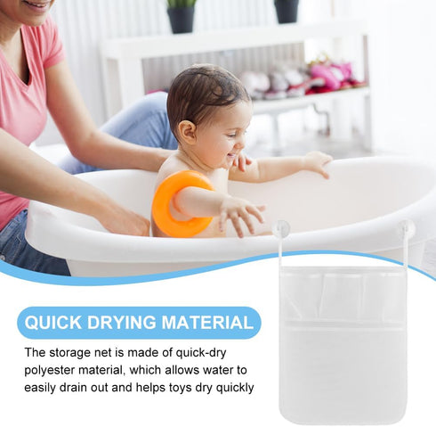 2Pcs Mesh Bath Toy Organizer, Bath Toy Storage, Hanging Bath Toy Holder, Baby Bath Tub Toy Storage Net with Pockets and Suction Hooks for Kids & T...