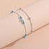 Bohemian Layered Blue Bead Anklet for Women Round Bead Ankle Bracelets Vintage Station Ball Anklets Silver Ball Anklets Chain Bracelet Summer Beac...