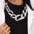 Fashion Silver Chunky Choker Cuban Link Chain Thick Necklaces Punk Statement Shiny Bar Nightclub Jewelry for Women and Girls?Silver)...