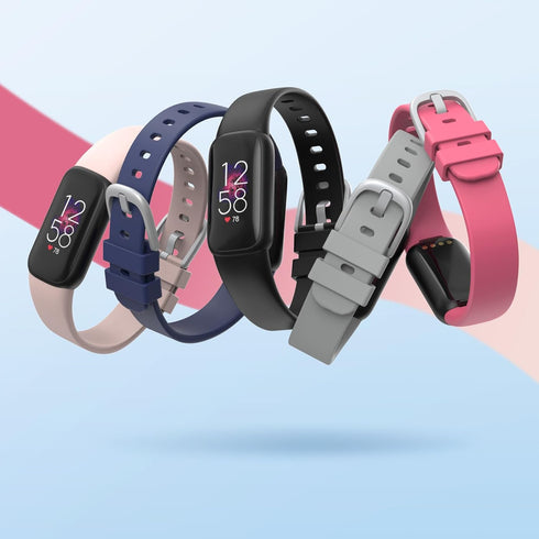 2 Pack Waterproof Bands Compatible with Fitbit Luxe Bands for Women Men, Classic Soft Sports Replacement Wristbands (Small 5.5" - 7.3", black/blac...
