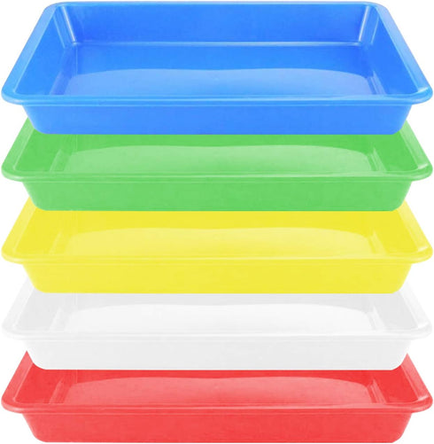 Plastic Art Trays,5 Pieces Stackable Activity Crafts Organizer, Serving, Jewelry Tray for DIY Projects, Painting, Beads, Organizing Supply,5 Color...
