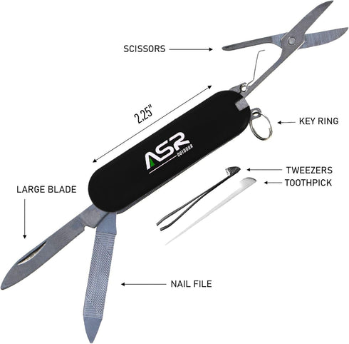 ASR Outdoor Mini EDC Small Pocket Knife Multi Tool - LOGO Black...