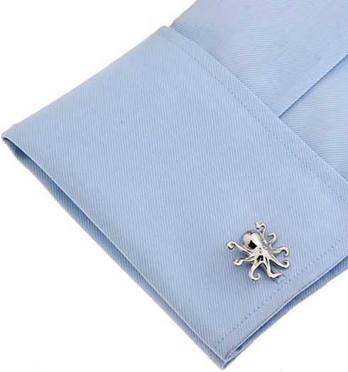 Octopus Cufflinks for Men, Octopus Cuff Links (Silver)...