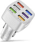 Ajxn Pack-1 Car Charger Adapter, 6 USB Multi Port Fast Charger, QC3.0 USB Fast Charger, Universal for Most Cell Phones, iPhone (White)......