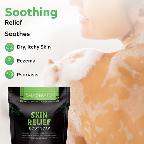 DAILY REMEDY Skin Relief Body Soak - for Psoriasis/Eczema Relief, Dry Itchy Skin - Natural Dead Sea Salt, Epsom Salts, Tea Tree/Lavender Essential...