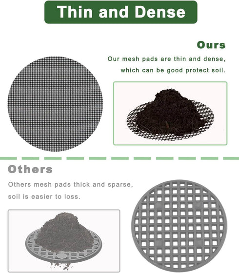 vensovo Mesh Pad for Flower Pots - 50 Pack 2 x 2 inch Bonsai Pot Bottom Grid Mat Mesh, Plant Drainage Mesh Screen with Hot Melt Edge, Round Plant ...