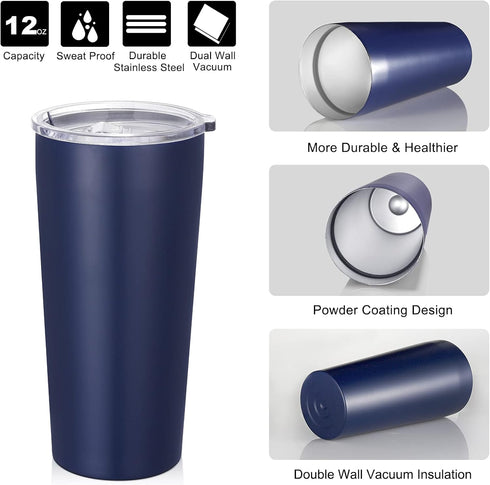 VEGOND 20oz Tumbler Bulk with Lid and Straw 1 Pack, Stainless Steel Vacuum Insulated Tumbler, Double Wall Coffee Cup Travel Mug, Navy Blue...