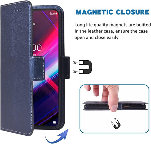 Compatible with T-Mobile Revvl 4 Plus Wallet Case Wrist Strap Lanyard Flip Cover Card Holder Stand Cell Phone Cases for Tmobile Revel 4+ T Mobile ...