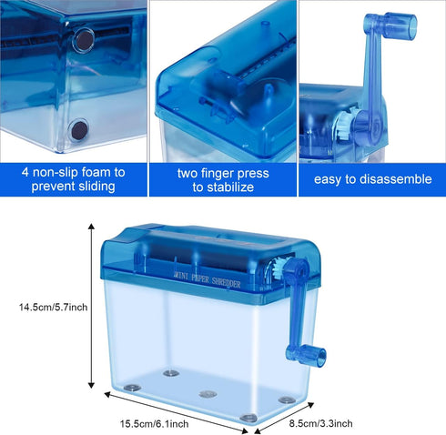 JIKIOU Mini Hand Shredder Portable Paper Shredder Manual Shredder Documents Paper Cutting Tool Home Office Desktop Stationery Christmas Birthday G...