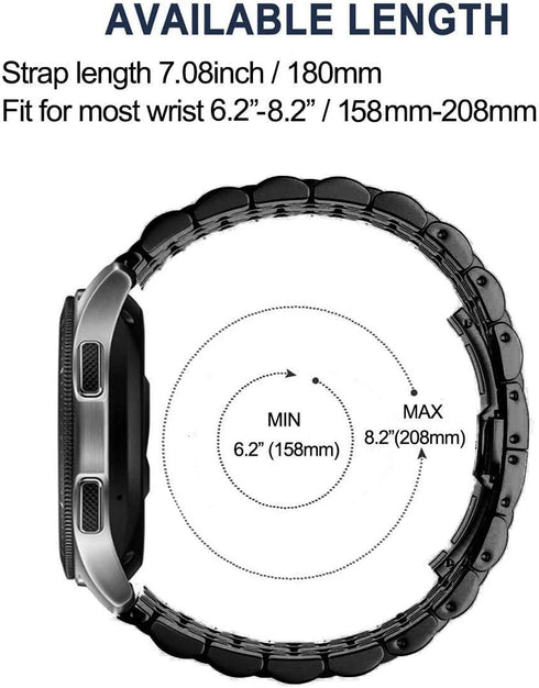 Band Compatible with Samsung Gear S3 / Galaxy Watch 46mm / Galaxy Watch 3 45mm, 22mm 7-Rows Stainless Steel Metal Replacement Strap for Huawei Wat...