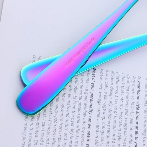 Soup Spoons, Color ME Rainbow 18 10 Stainless Steel Round Spoons, Set of 10...