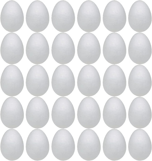 Crafjie Foam Eggs 30pcs 3.15 Inch (8cm) White Craft Polystyrene Eggs Smooth for Spring Easter Halloween Christmas Holiday Crafts Making Handmade D...
