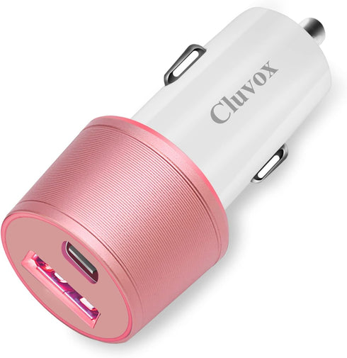 Dual USB Car Charger Adapter, Cluvox 20W Fast Charge Compatible for iPhone 15 Pro Max/Plus/14/13/12/11//XS/XR/8/SE 2020/iPad 8th/Pro/Air 4/Mini, G...
