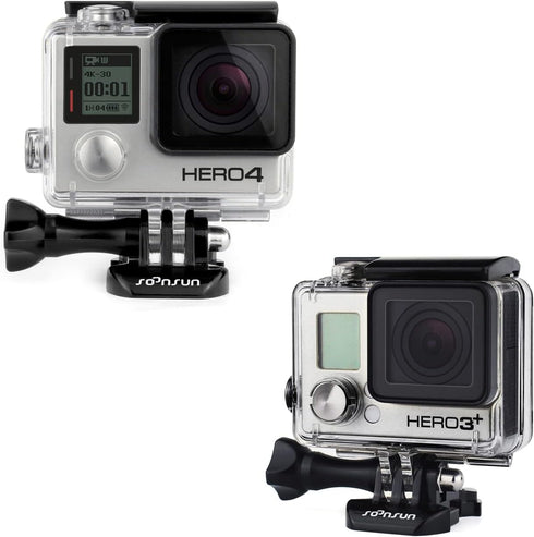 SOONSUN Standard Protective Waterproof Dive Housing Case for GoPro Hero 4, Hero 3+, Hero 3 Black Silver Camera - 40 Meters (131 Feet) Underwater P...