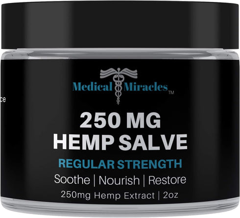 Hemp 250 Mg Regular Strength Healing Salve Cream: Ideal for Hips, Joints, Neck, Back, Elbows, Fingers, Hands, and Knees Made in USA...
