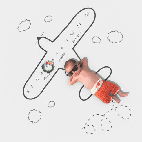 Airplane Baby Blanket | Newborn Monthly Milestone Photo Blanket - Baby Boy Age blanket for Growth Keepsake Photo...