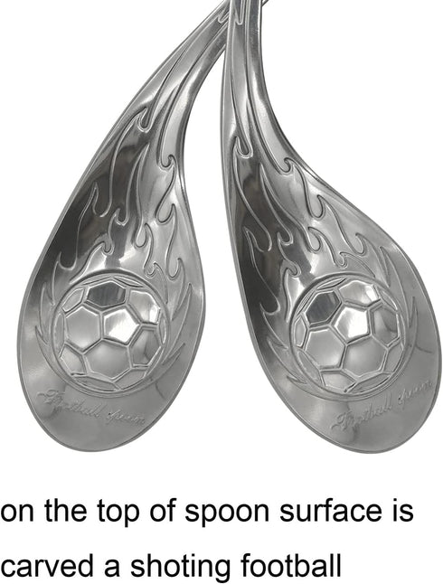 2Pcs Cereal Spoon 18/10(304) Stainless Steel Soup Spoon with Soccer Exclaim Shoot Shape Embossed 6.69inch Service Spoon Bottle Opener 2 in 1 Tool ...