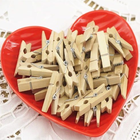 50Pcs Wooden Small Size 30Mm Mini Natural Wooden Clips Multifunction Craft Decora Clips Photo Paper Peg Clothespin Professional Design,Clothes Pin...