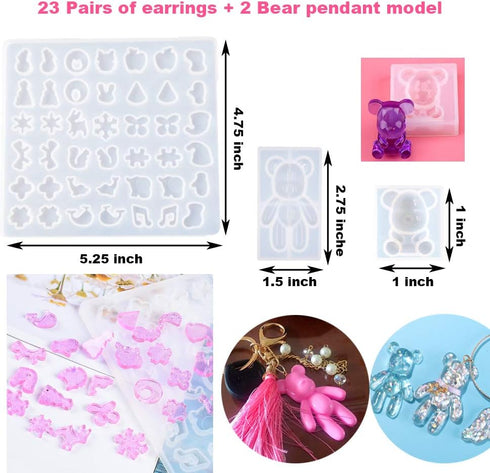 EuTengHao 229Pcs DIY Jewelry Casting Molds Tools Set More Than 120 Designs Contains 8 Silicone Jewelry Resin with 70 Designs,1 Earring Molds with ...