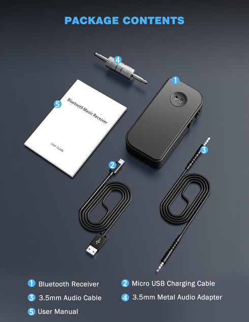 APEKX Bluetooth 5.3 Receiver for Car, Home Stereo, Speakers, and Headphones - 3.5mm Wireless Adapter with 10 Hours of Continuous Music Streaming a...
