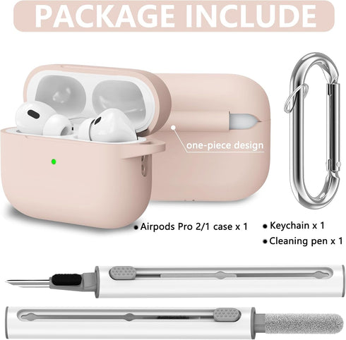 AirPods Pro Case Cover with Cleaner Kit,Soft Silicone Protective Case for Apple AirPod Pro 2nd/1st Generation Case for Women Men,AirPods Pro 2 Cas...