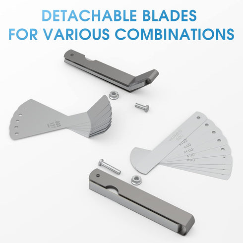 YESWELDER Thickness Gauges 32 blades Feeler Gauge 0.0015-0.035"/16 Pieces Offset Feeler Gauge Set 0.005-0.020", Dual Marked Gap Measuring Tool Kit...