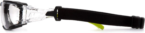Pyramex Fyxate Safety Glasses Clear Lens H2MAX AF With Foam Padding And Lime Temples...
