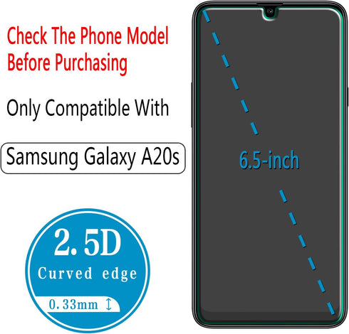 HPTech (2 Pack) Designed for Samsung Galaxy A20s Tempered Glass Screen Protector, Anti Scratch, Bubble Free, Case Friendly...
