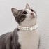 KUDES Small Dog Cat Big Pearl Collars with Crystal Rhinestone Diamond Décor, Adjustable Cute Fashion Pet PU Leather Collars Necklace for Wedding B...