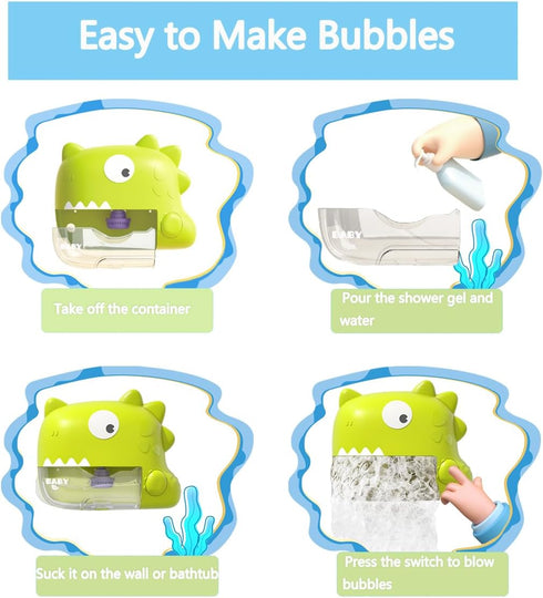Baby Bath Toys - Musical Bubble Machine Dinosaur Toys for Kids 3-5, Automatic Toddler Bath Toys for Kids Ages 1-3, Birthday Valentines Day Christm...