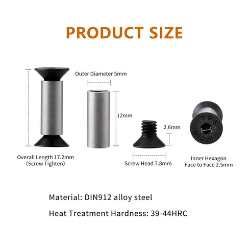 10 Packs Knife Handle Screws Rivets Bolts Fasteners, Black Hex Flat Head Screws, Knives Maker Screws for Fixing Blade Knife...