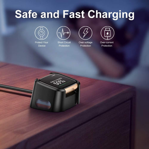 QIBOX Charger Compatible with Fitbit Versa 2 (Not for Versa/Versa Lite), 2-Pack Replacement USB Charging Cable Dock Stand for Versa 2 Health & Fit...