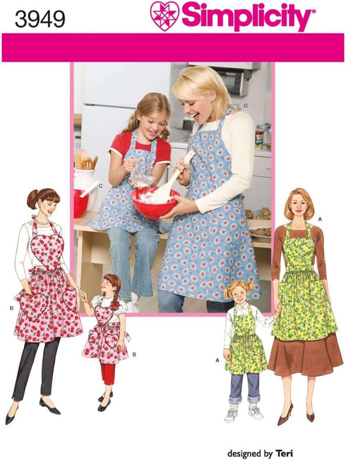 Simplicity Child and Adult Matching Apron Sewing Patterns, Sizes S-L...