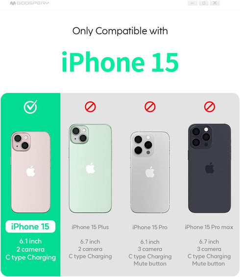 GOOSPERY Magnetic Door Bumper Compatible with iPhone 15 Case, Card Holder Wallet Easy Magnet Auto Closing Protective Dual Layer Sturdy Phone Back ...