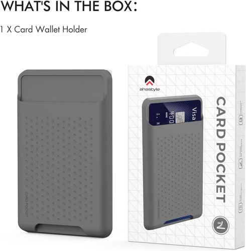 AHASTYLE Phone Card Holder Stick On, Slim Phone Wallet Strong Adhesive Silicone Credit Card Pouch Sleeve Compatible with iPhone/Android/Samsung Ga...