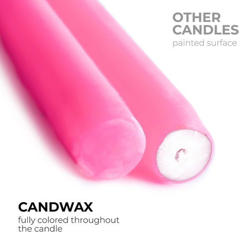 CANDWAX 8 inch Taper Candles Set of 4 - Dripless and Smokeless Candle Unscented - Slow Burning Candle Sticks - Pink Candles Taper...