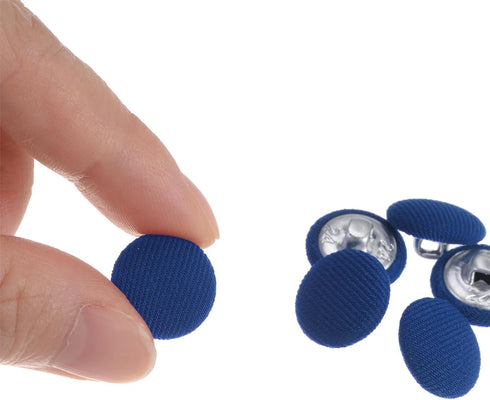20pcs 24L Fabric Cloth Covered Button 15mm Round Metal Shank Sewing Buttons for Suits Dress Blouses, Deep Blue...