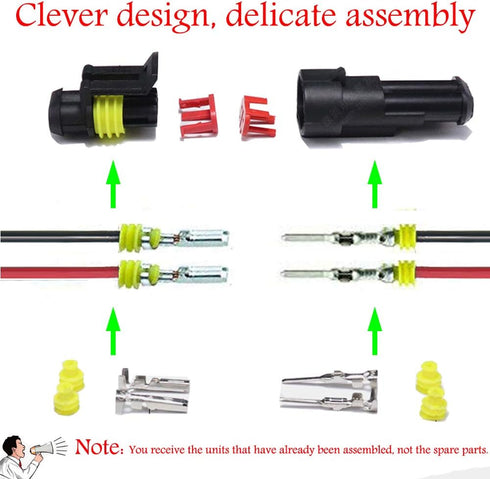 Way Car Waterproof Electrical Connector,16 AWG 2 pin Plug Auto Electrical Wire Connectors for Car, Truck, Boat, and Other Wire Connections.(5 Pack...
