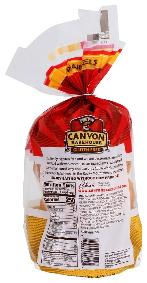 Canyon Bakehouse Gluten-Free Presliced Plain Bagels (4 Bagels Per Pack)...
