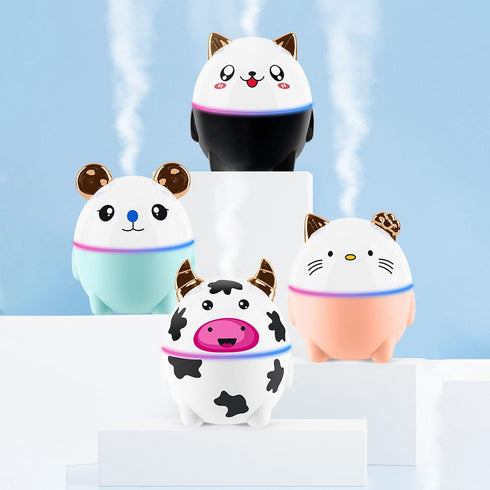 Cute Pet Humidifier, Moisturizing Soft Mist 1m Cable Mini Desktop Humidifier 230ml Water Tank For Bedroom (Cow)...